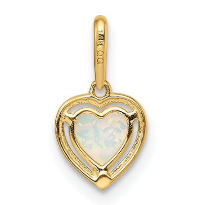 14k Yellow Gold 14k Lab Created Opal Heart Pendant