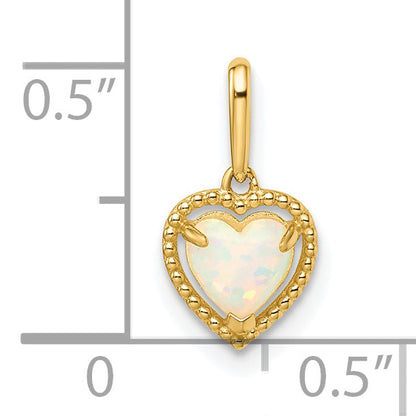 14k Yellow Gold 14k Lab Created Opal Heart Pendant