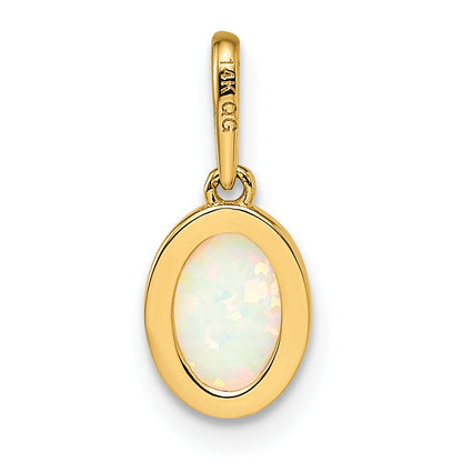 14k Yellow Gold 14k Lab Created Opal Pendant