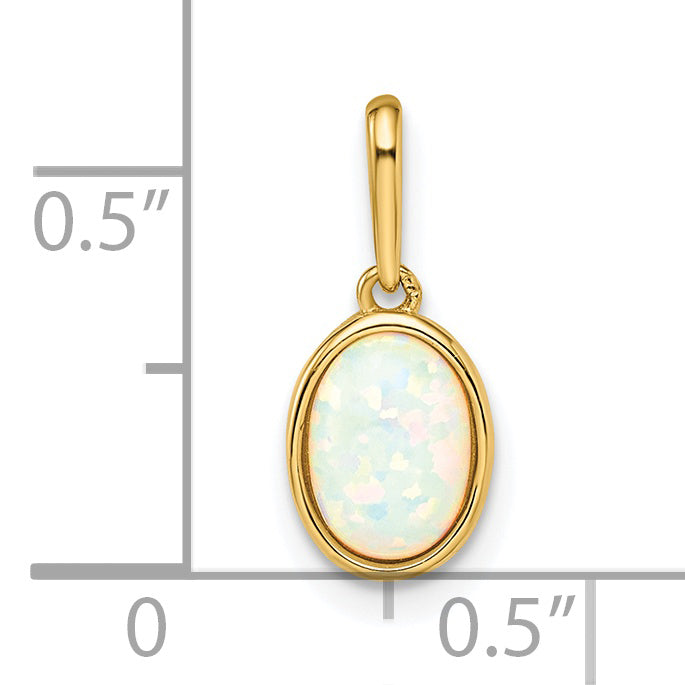 14k Yellow Gold 14k Lab Created Opal Pendant