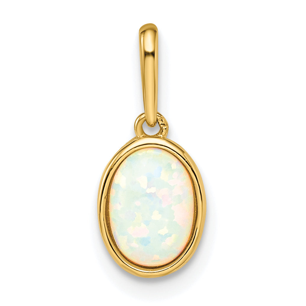 14k Yellow Gold 14k Lab Created Opal Pendant