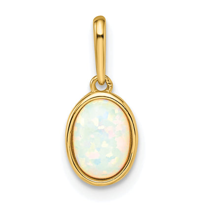 14k Yellow Gold 14k Lab Created Opal Pendant