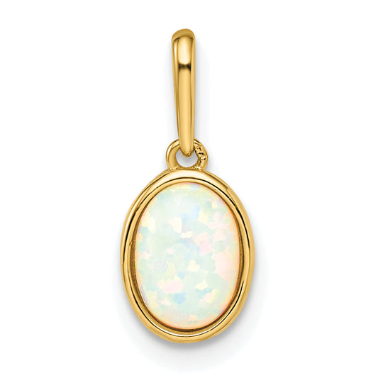 14k Yellow Gold 14k Lab Created Opal Pendant