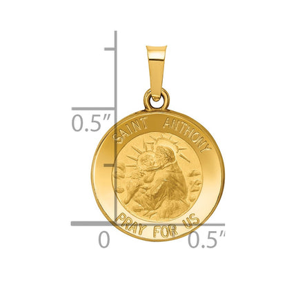14k Yellow Gold 14k Polished and Satin St. Anthony Medal Hollow Pendant