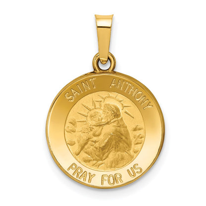 14k Yellow Gold 14k Polished and Satin St. Anthony Medal Hollow Pendant
