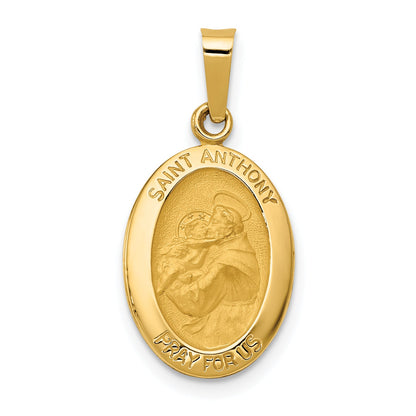 14k Yellow Gold 14k Polished and Satin St. Anthony Medal Hollow Pendant