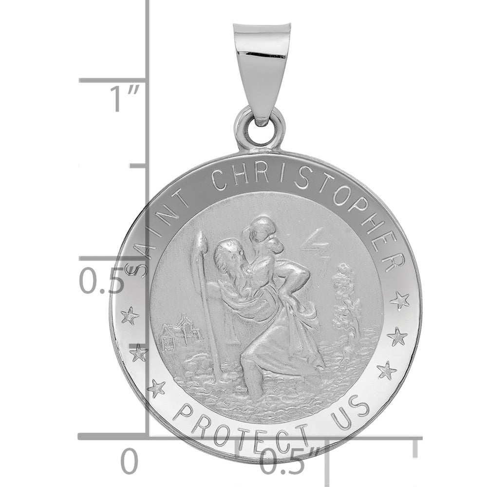 14k White Gold 14k White Gold Polished/Satin St Christopher Medal Hollow Pendant