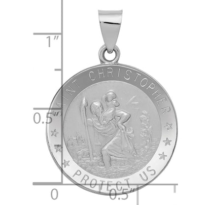 14k White Gold 14k White Gold Polished/Satin St Christopher Medal Hollow Pendant