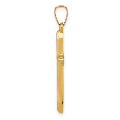 14k Yellow Gold 14k Textured and Polished Passion Cross Pendant