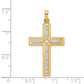 14k Yellow & Rhodium Gold W/Rhodium Polished and Satin Cross Pendant