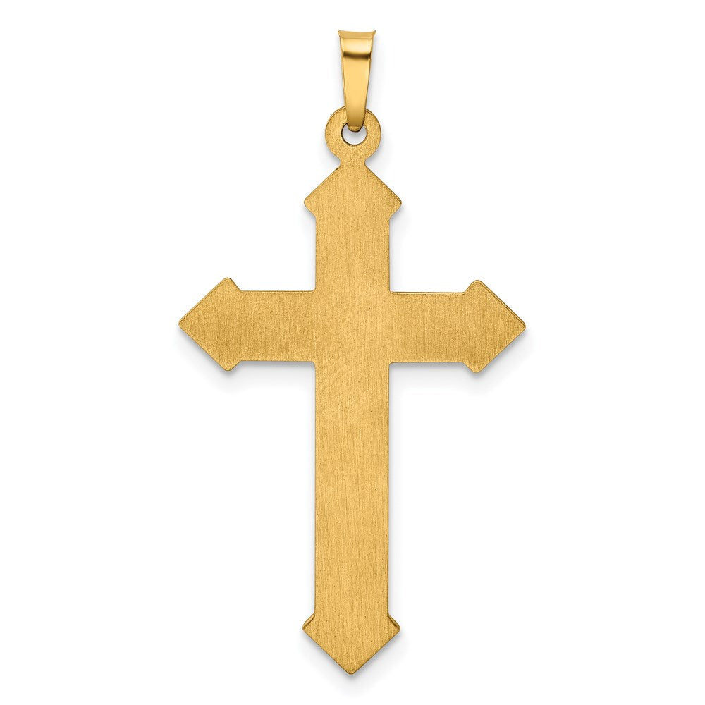 14k Yellow & Rhodium Gold w/Rhodium Polished and Textured Passion Cross Pendant