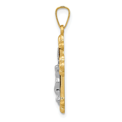 14k Two-tone 14k Two-tone Polished Budded INRI Crucifix Pendant