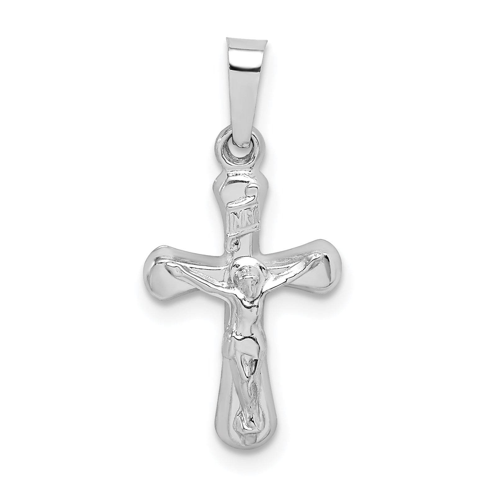 14k White Gold 14k White Gold Polished INRI Rounded Crucifix Pendant