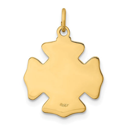 14k Yellow Gold Solid Polished/Satin Small St. Florian Fire Dept. Badge Medal