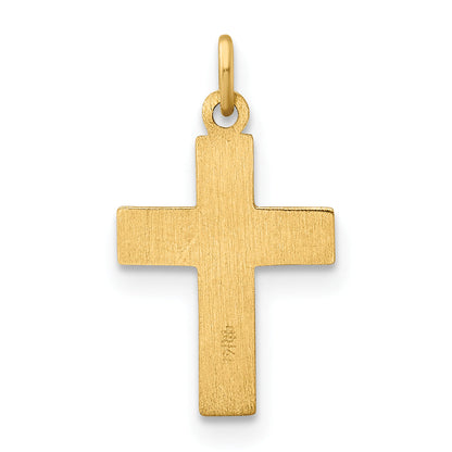 14K Yellow Gold Polished And Textured Solid Star Cross Pendant