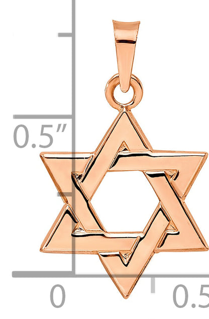 14K Rose Gold Polished Solid Star Of David Pendant