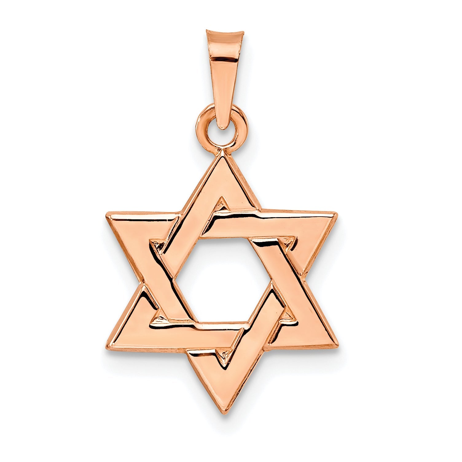 14K Rose Gold Polished Solid Star Of David Pendant