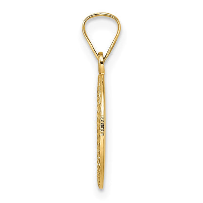 14K Yellow Gold Polished And Textured Solid Star Of David In Frame Pendant