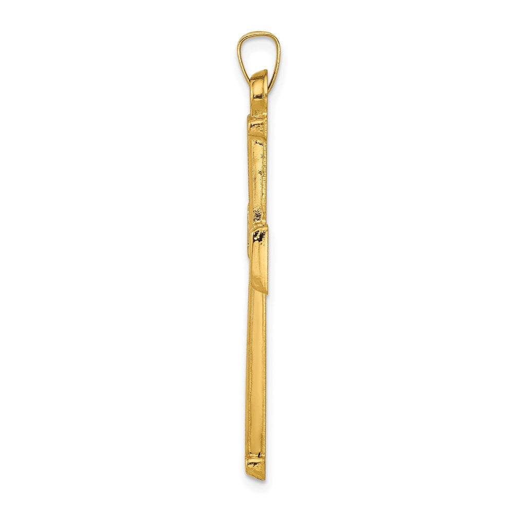 14K Yellow Gold Hollow Latin Cross Pendant