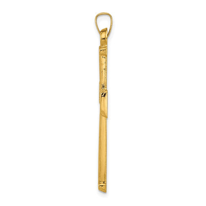 14K Yellow Gold Hollow Latin Cross Pendant