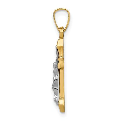 14k Two-tone 14k Two-tone INRI Hollow Crucifix Pendant