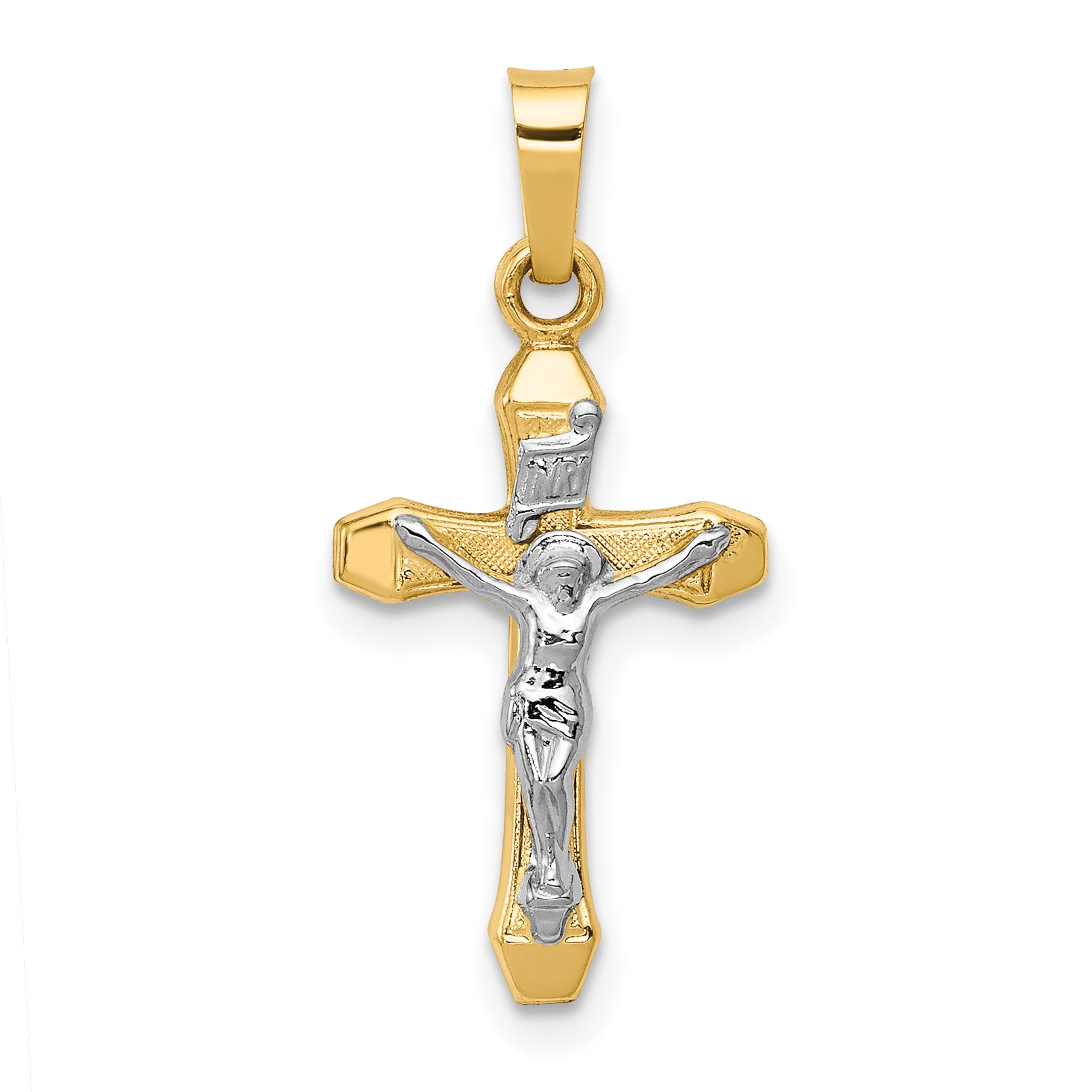 14k Two-tone 14k Two-tone INRI Hollow Crucifix Pendant