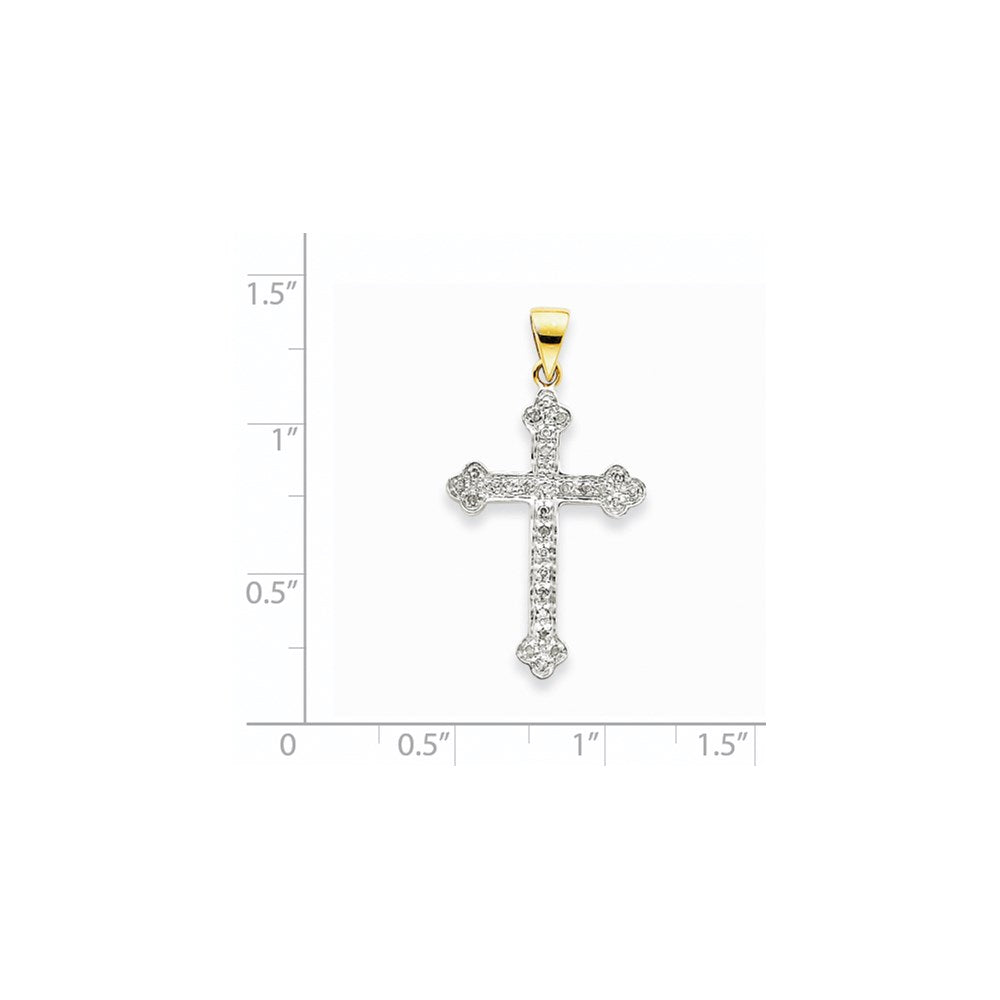 14k Yellow & Rhodium Gold & Rhodium Diamond Cross Pendant