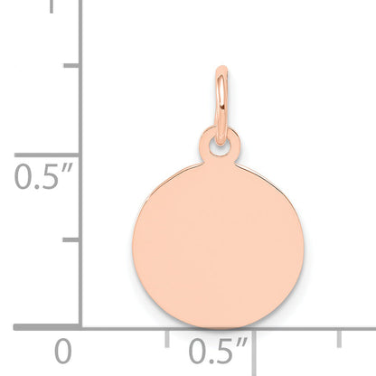 14k Rose Gold 14k Rose Gold Plain .013 Gauge Circular Engraveable Disc Charm