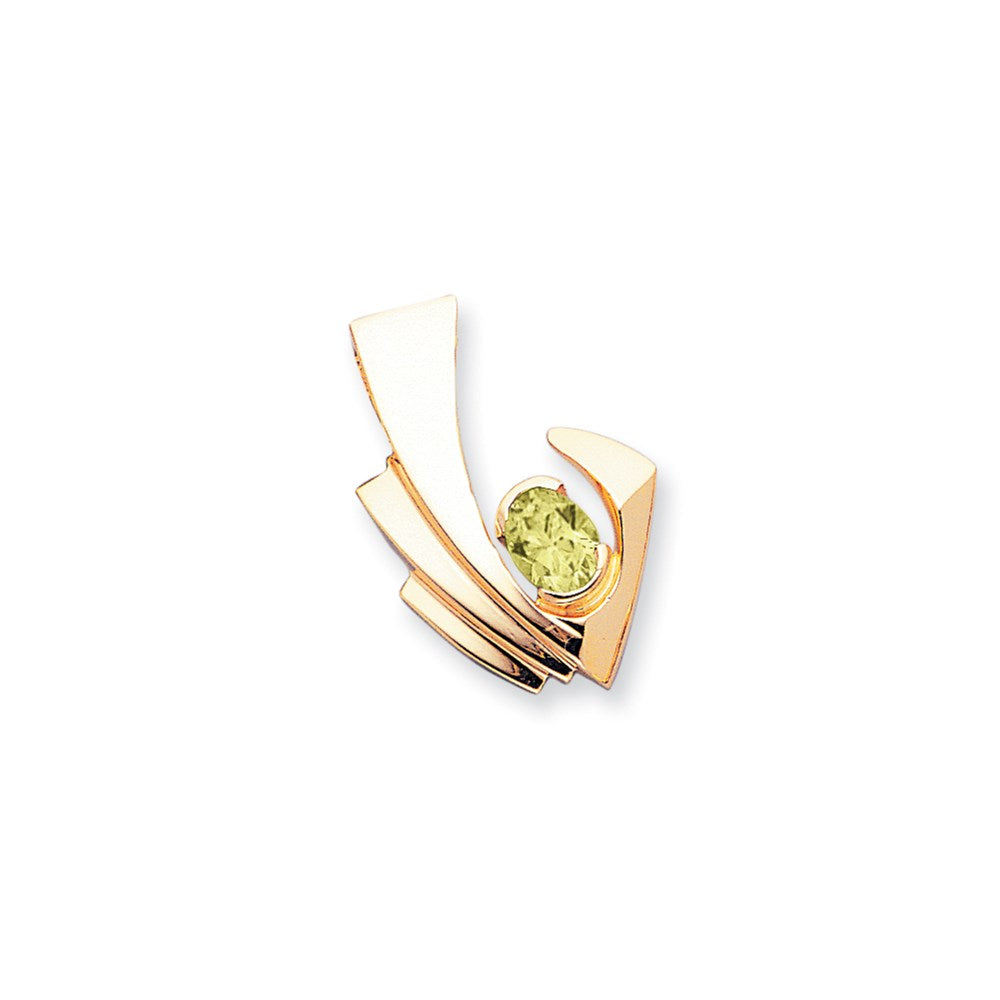 14k Yellow Gold 9x7mm Oval Peridot slide