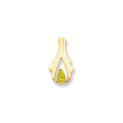 14k Yellow Gold 8x5mm Pear Peridot Checker slide