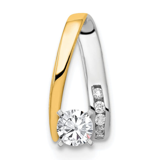 14k Two-tone Two Tone 5/8 Ct. Lab Grown Diamond VS/SI+ G+ Round Chain Slide Pendant