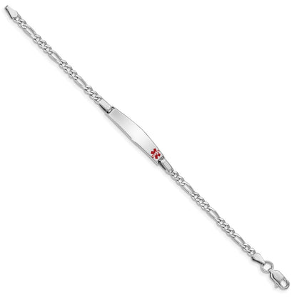 Sterling Silver Rhodium Children'S Medical Id Bracelet Figaro