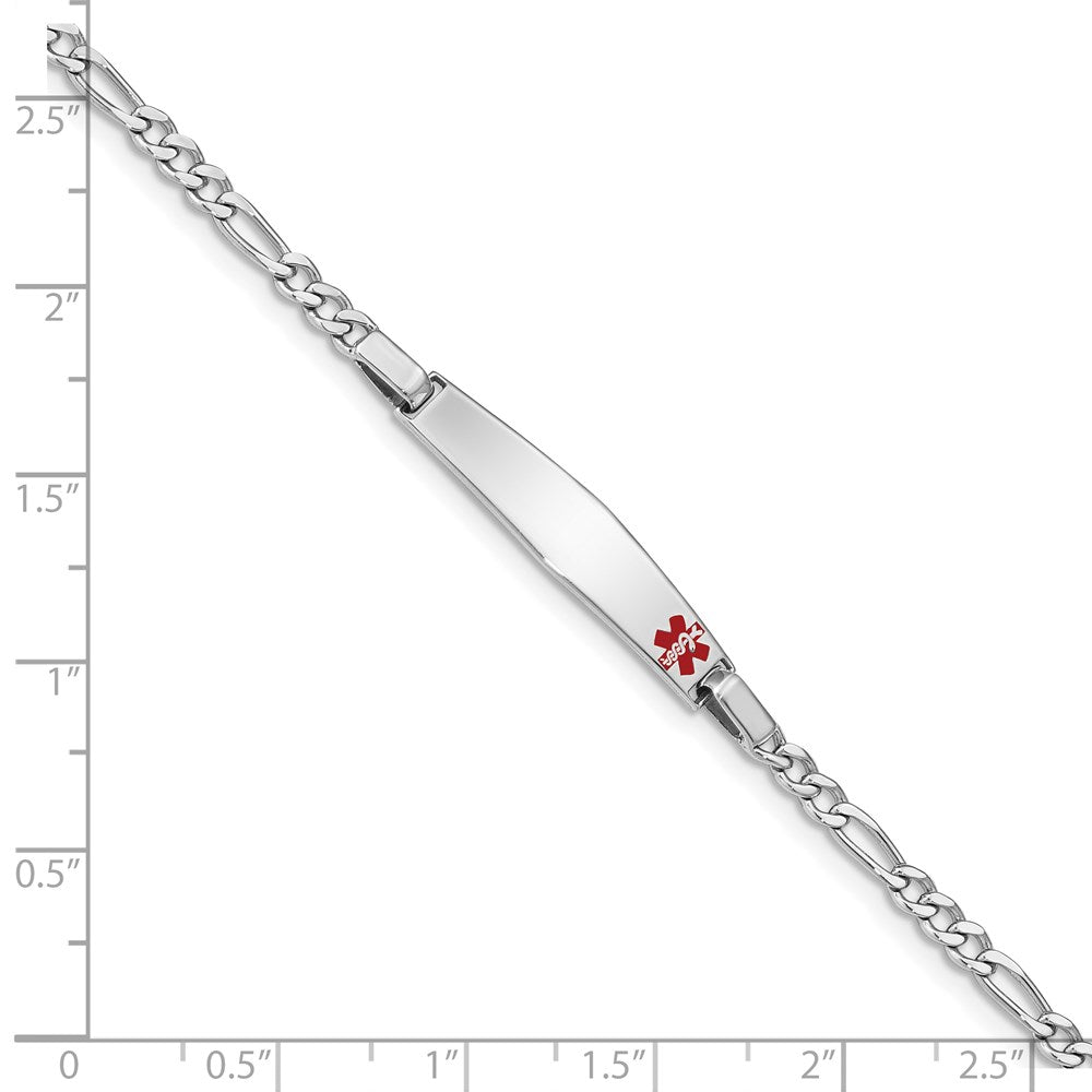 Sterling Silver Rhodium Children'S Medical Id Bracelet Figaro
