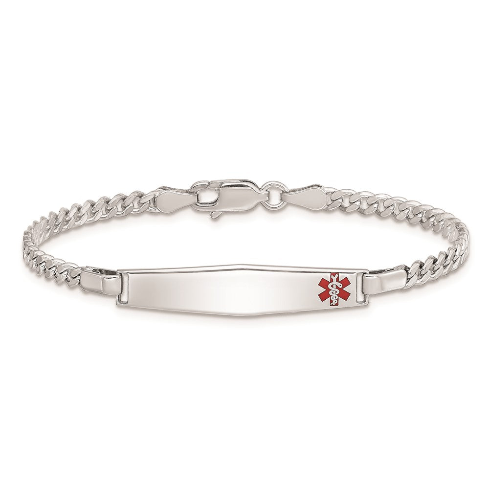 Sterling Silver Rhod Plated Children'S Medical Id Bracelet Curb Link