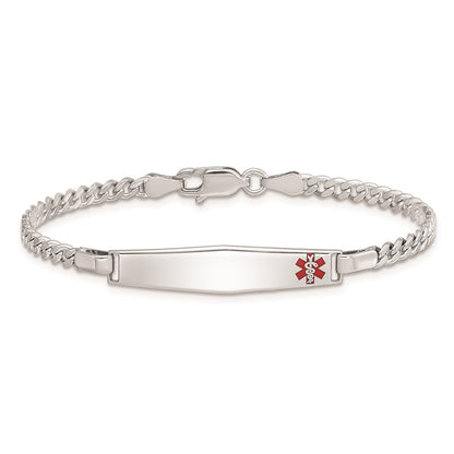 Sterling Silver Rhod Plated Children'S Medical Id Bracelet Curb Link