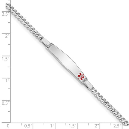 Sterling Silver Rhod Plated Children'S Medical Id Bracelet Curb Link