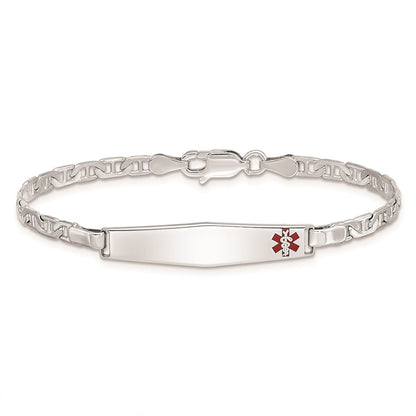 Sterling Silver Rhod Plated Children'S Medical Id Bracelet Anchor
