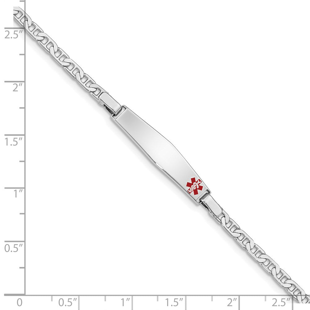 Sterling Silver Rhod Plated Children'S Medical Id Bracelet Anchor