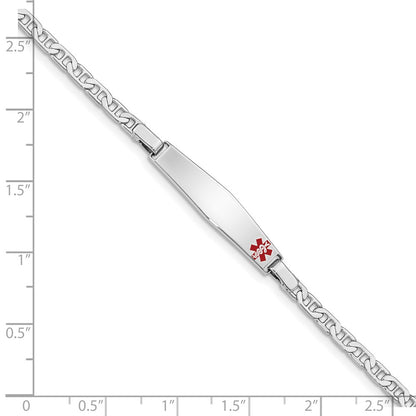 Sterling Silver Rhod Plated Children'S Medical Id Bracelet Anchor