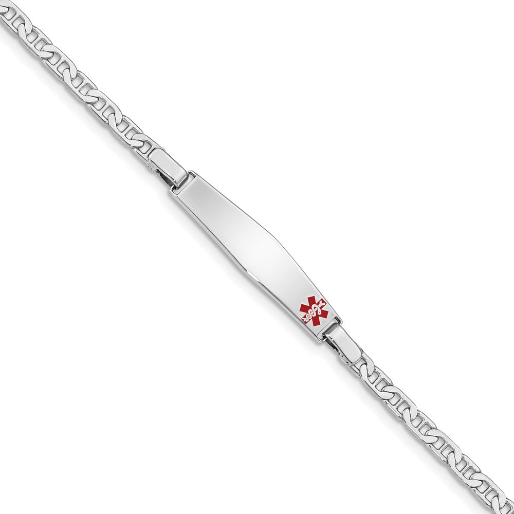 Sterling Silver Rhod Plated Children'S Medical Id Bracelet Anchor