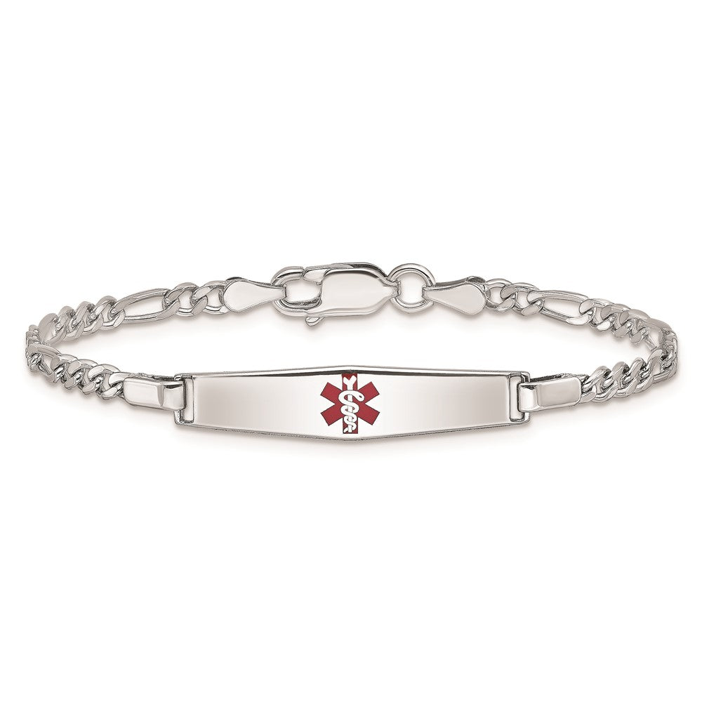 Sterling Silver Rhod Plated Children'S Medical Id Bracelet Figaro