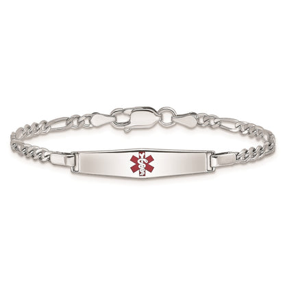 Sterling Silver Rhod Plated Children'S Medical Id Bracelet Figaro
