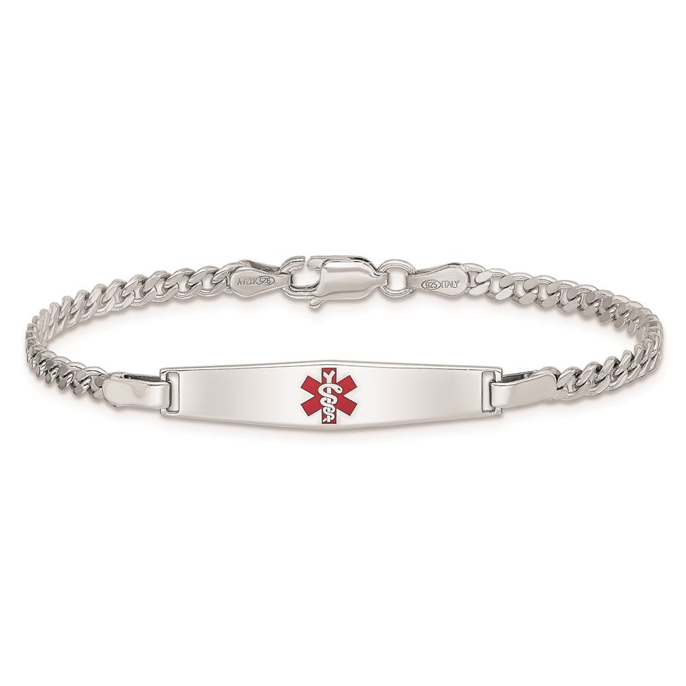 Sterling Silver Rhod Plated Children'S Medical Id Curb Link Bracelet