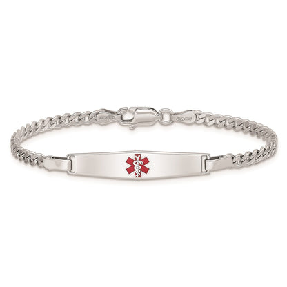 Sterling Silver Rhod Plated Children'S Medical Id Curb Link Bracelet