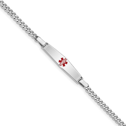 Sterling Silver Rhod Plated Children'S Medical Id Curb Link Bracelet