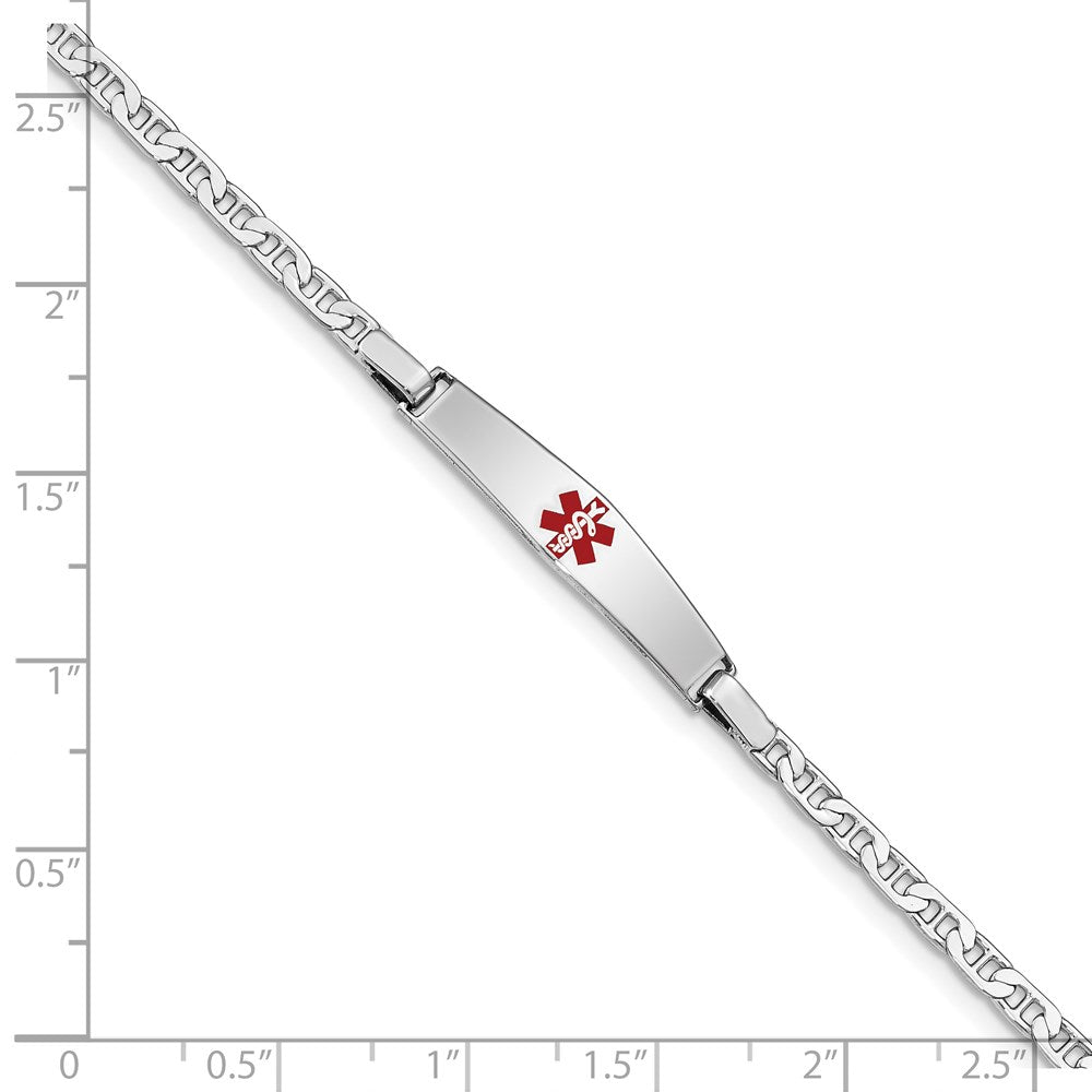 Sterling Silver Rhod Plated Children'S Medical Id Anchor Link Bracelet