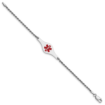 Sterling Silver Rhod Plated Children'S Medical Id Bracelet Rope Li