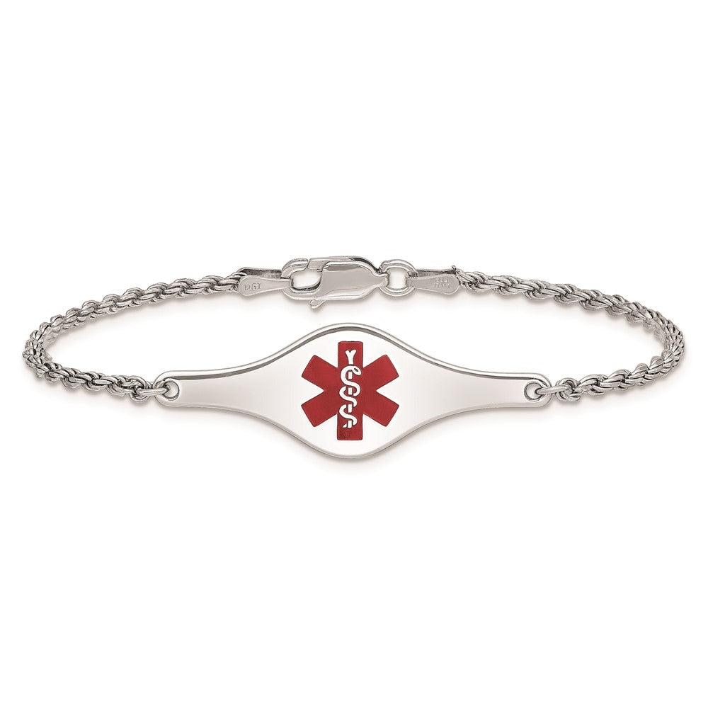 Sterling Silver Rhod Plated Children'S Medical Id Bracelet Rope Li