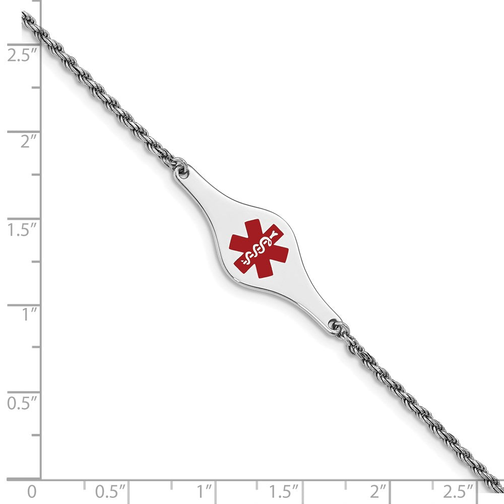 Sterling Silver Rhod Plated Children'S Medical Id Bracelet Rope Li
