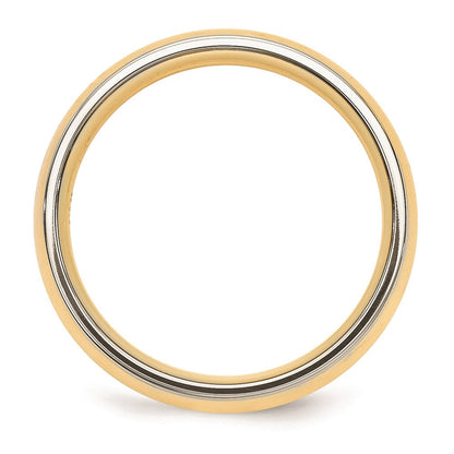 Solid 18K Yellow Gold Two-Tone 6mm Domed Size 6 Wedding Men's/Women's Wedding Band Ring